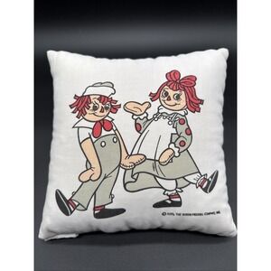 Vintage Raggedy Ann and Andy Throw Pillow Collectible 9 inches 1978 With Tag.